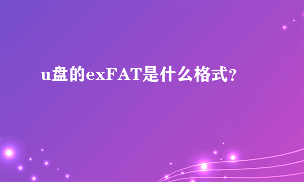 u盘的exFAT是什么格式？