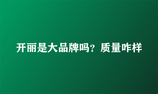 开丽是大品牌吗？质量咋样