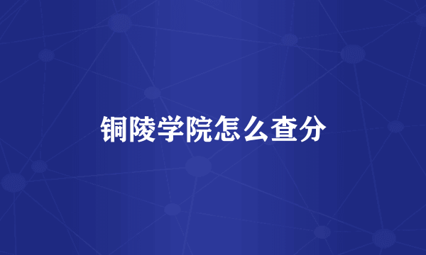 铜陵学院怎么查分