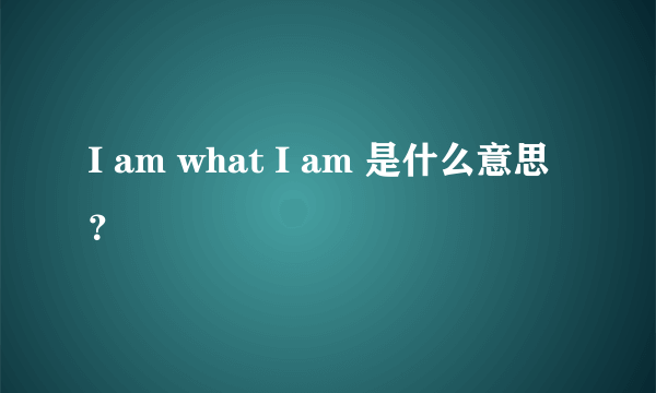 I am what I am 是什么意思？