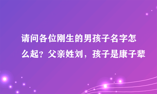 请问各位刚生的男孩子名字怎么起？父亲姓刘，孩子是康子辈