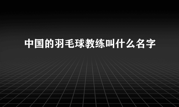 中国的羽毛球教练叫什么名字