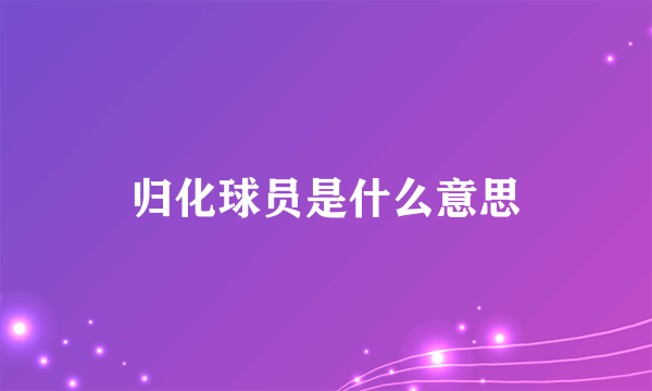 归化球员是什么意思