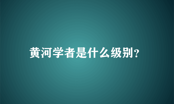 黄河学者是什么级别？