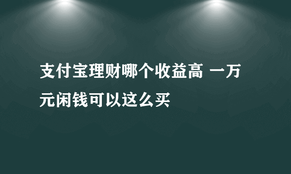 支付宝理财哪个收益高 一万元闲钱可以这么买