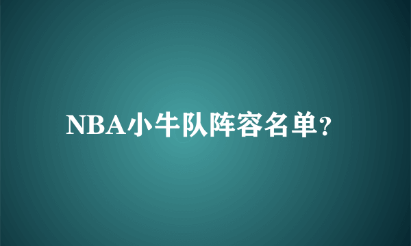 NBA小牛队阵容名单？