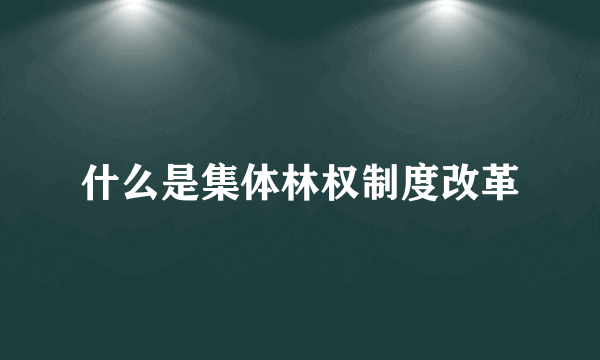 什么是集体林权制度改革