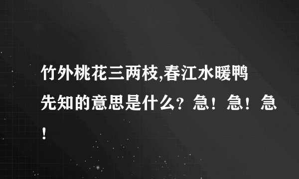 竹外桃花三两枝,春江水暖鸭先知的意思是什么？急！急！急！