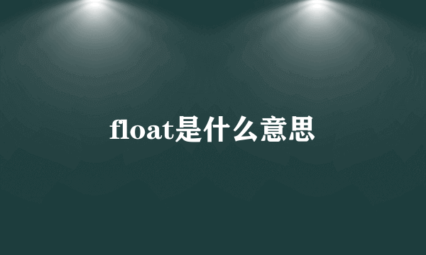 float是什么意思