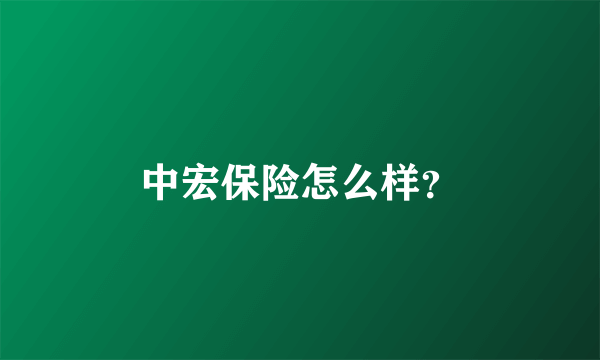 中宏保险怎么样？