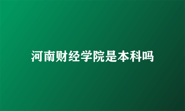 河南财经学院是本科吗