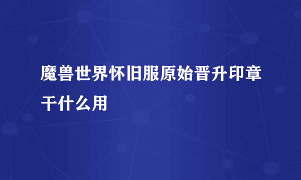 魔兽世界怀旧服原始晋升印章干什么用