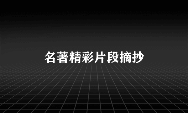 名著精彩片段摘抄