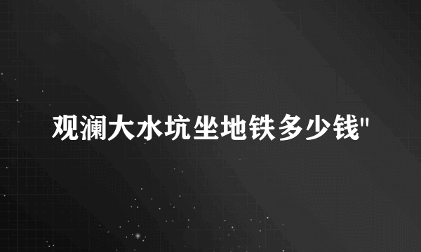 观澜大水坑坐地铁多少钱