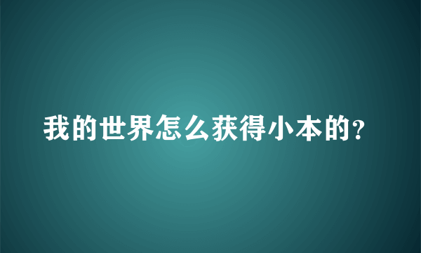 我的世界怎么获得小本的？