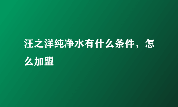 汪之洋纯净水有什么条件，怎么加盟