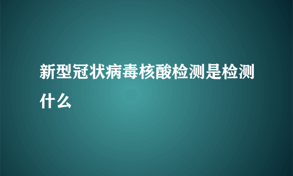 新型冠状病毒核酸检测是检测什么