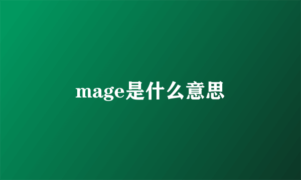 mage是什么意思