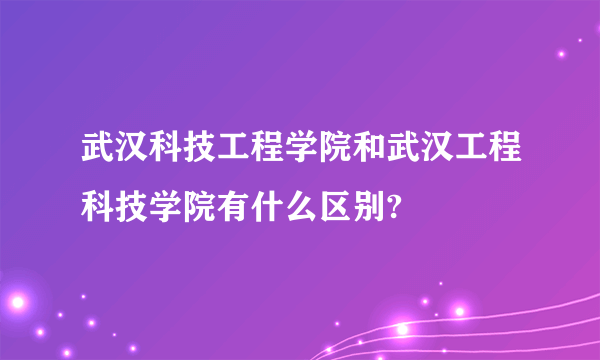 武汉科技工程学院和武汉工程科技学院有什么区别?