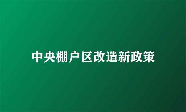 中央棚户区改造新政策