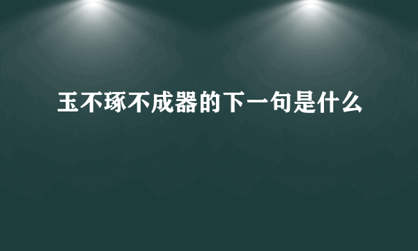 玉不琢不成器的下一句是什么