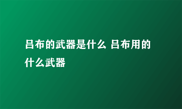 吕布的武器是什么 吕布用的什么武器