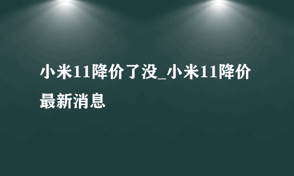 小米11降价了没_小米11降价最新消息