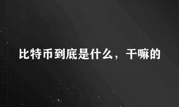 比特币到底是什么，干嘛的