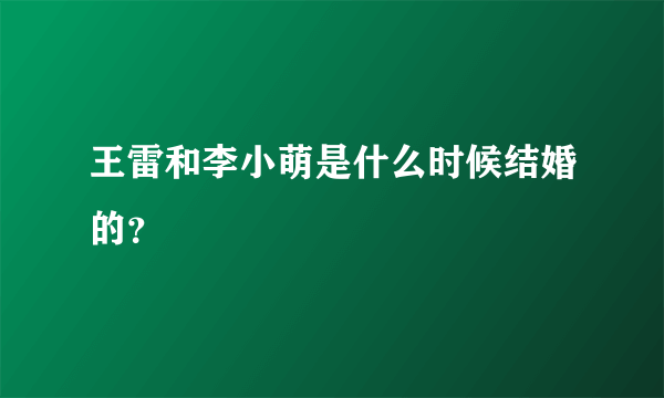 王雷和李小萌是什么时候结婚的？