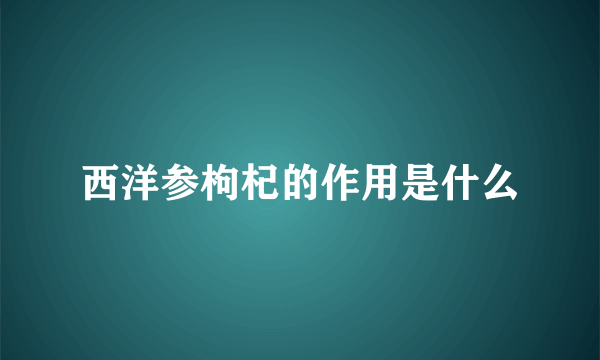 西洋参枸杞的作用是什么