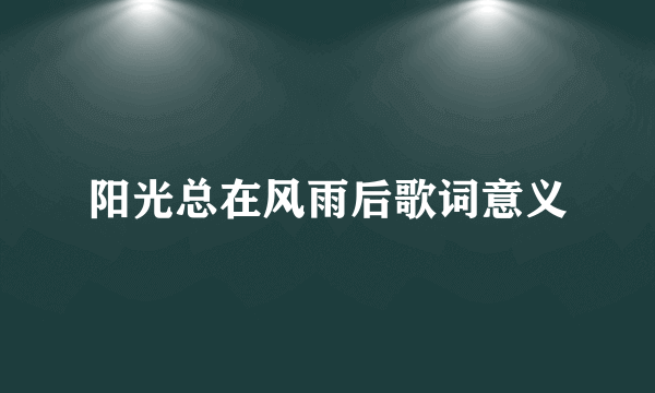 阳光总在风雨后歌词意义