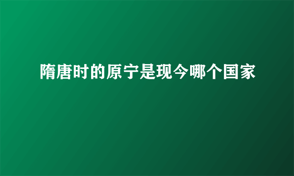 隋唐时的原宁是现今哪个国家