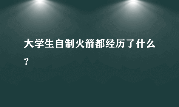 大学生自制火箭都经历了什么?