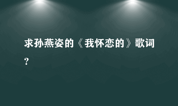 求孙燕姿的《我怀恋的》歌词？