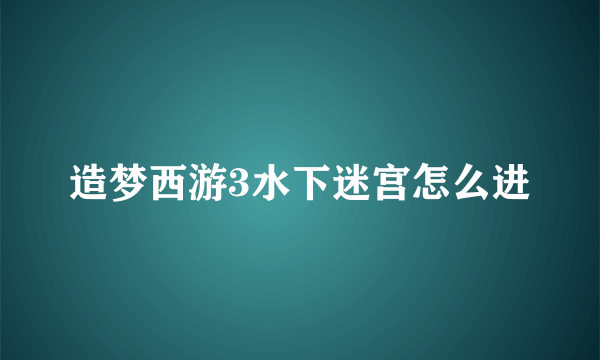 造梦西游3水下迷宫怎么进