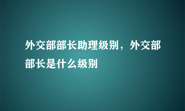 外交部部长助理级别，外交部部长是什么级别