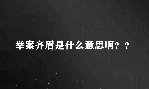 举案齐眉是什么意思啊？？