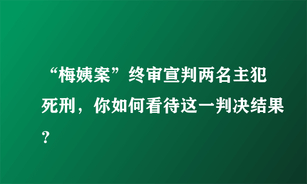 “梅姨案”终审宣判两名主犯死刑，你如何看待这一判决结果？