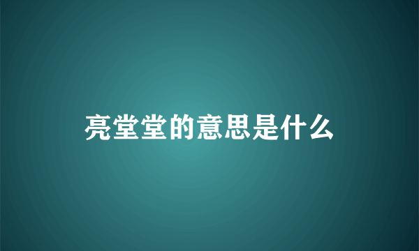 亮堂堂的意思是什么