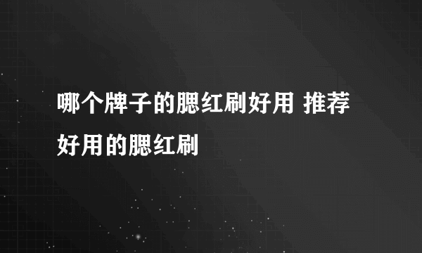 哪个牌子的腮红刷好用 推荐好用的腮红刷