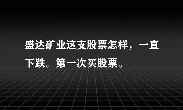 盛达矿业这支股票怎样，一直下跌。第一次买股票。