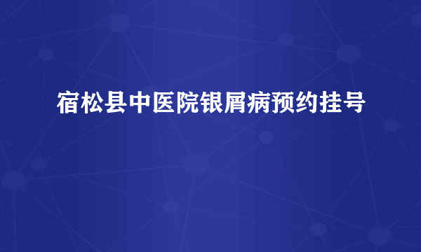 宿松县中医院银屑病预约挂号