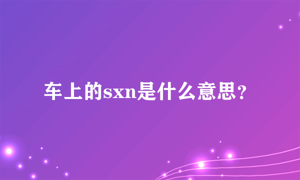 车上的sxn是什么意思？