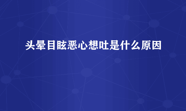 头晕目眩恶心想吐是什么原因