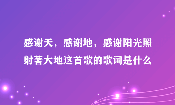 感谢天，感谢地，感谢阳光照射著大地这首歌的歌词是什么