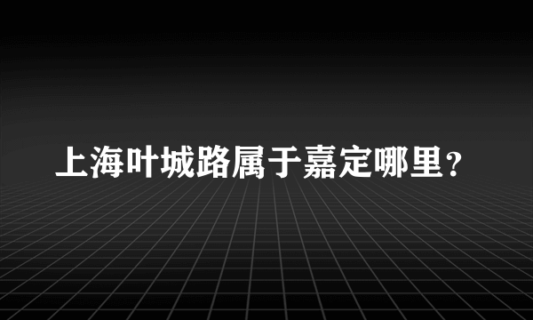 上海叶城路属于嘉定哪里？