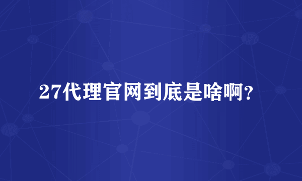 27代理官网到底是啥啊？