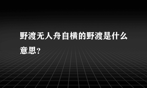 野渡无人舟自横的野渡是什么意思？