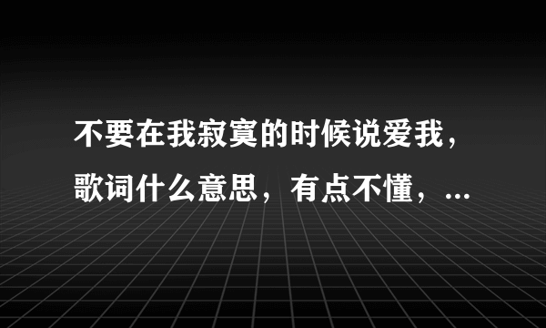 不要在我寂寞的时候说爱我，歌词什么意思，有点不懂，求解释？