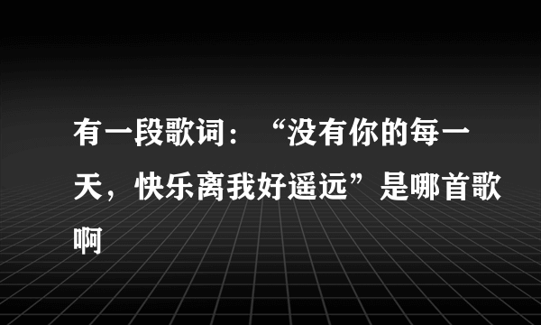 有一段歌词：“没有你的每一天，快乐离我好遥远”是哪首歌啊